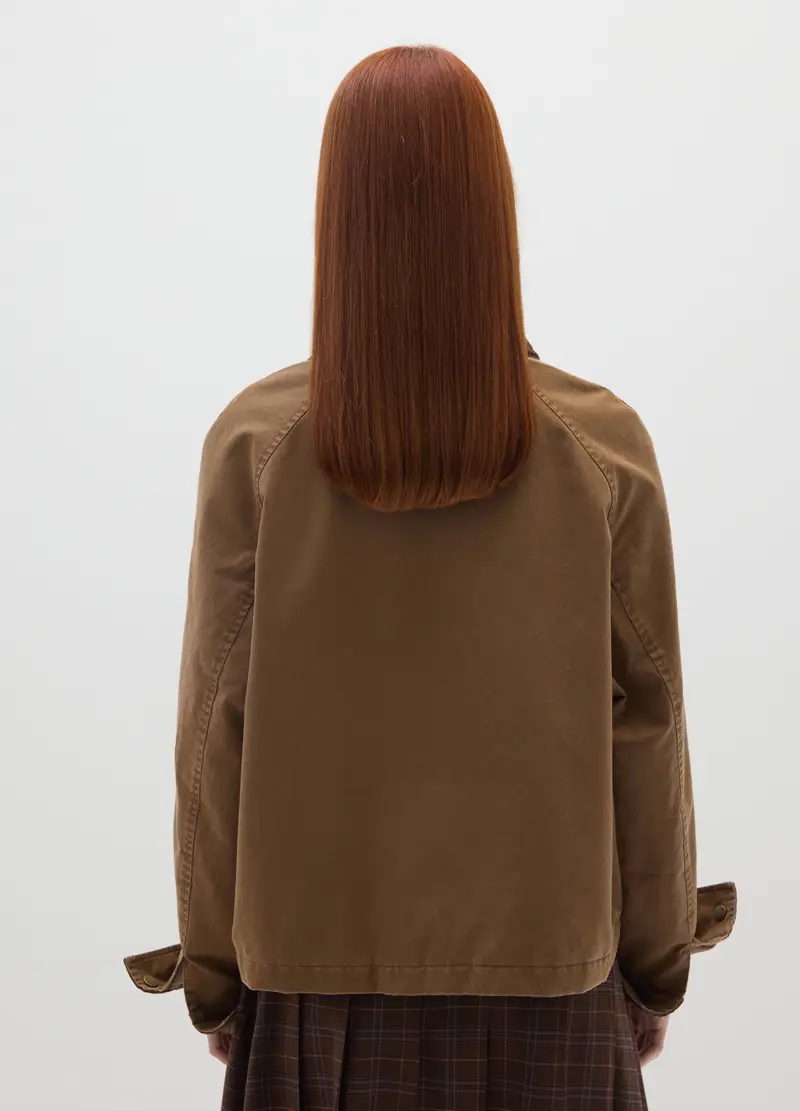 Giacca In Misto Cotone Marrone Con Bottoni E Zip, Donna, Marrone miniatura 3