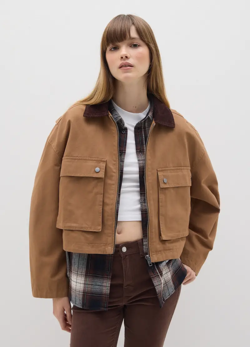 Giacca In Puro Cotone Marrone Regular Fit, Donna, Marrone miniatura 2