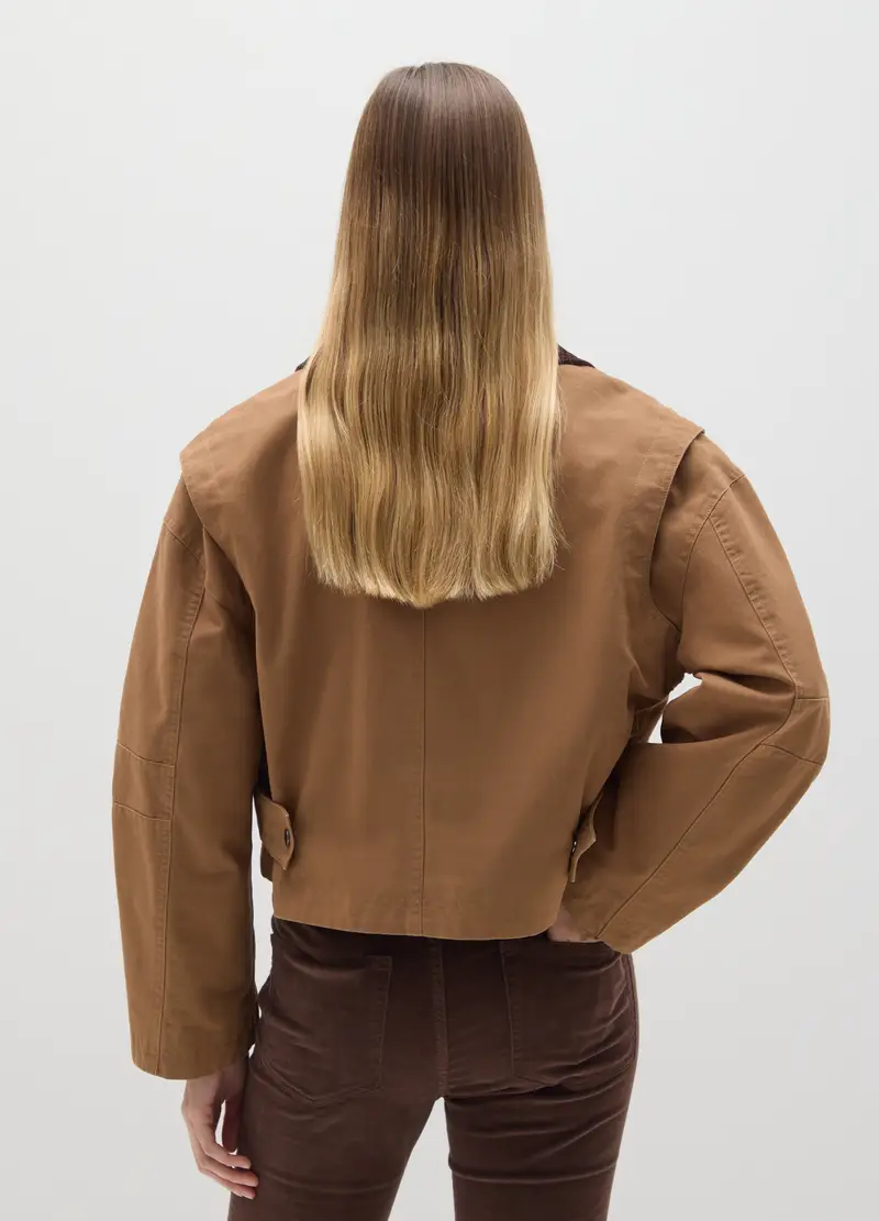 Giacca In Puro Cotone Marrone Regular Fit, Donna, Marrone miniatura 3