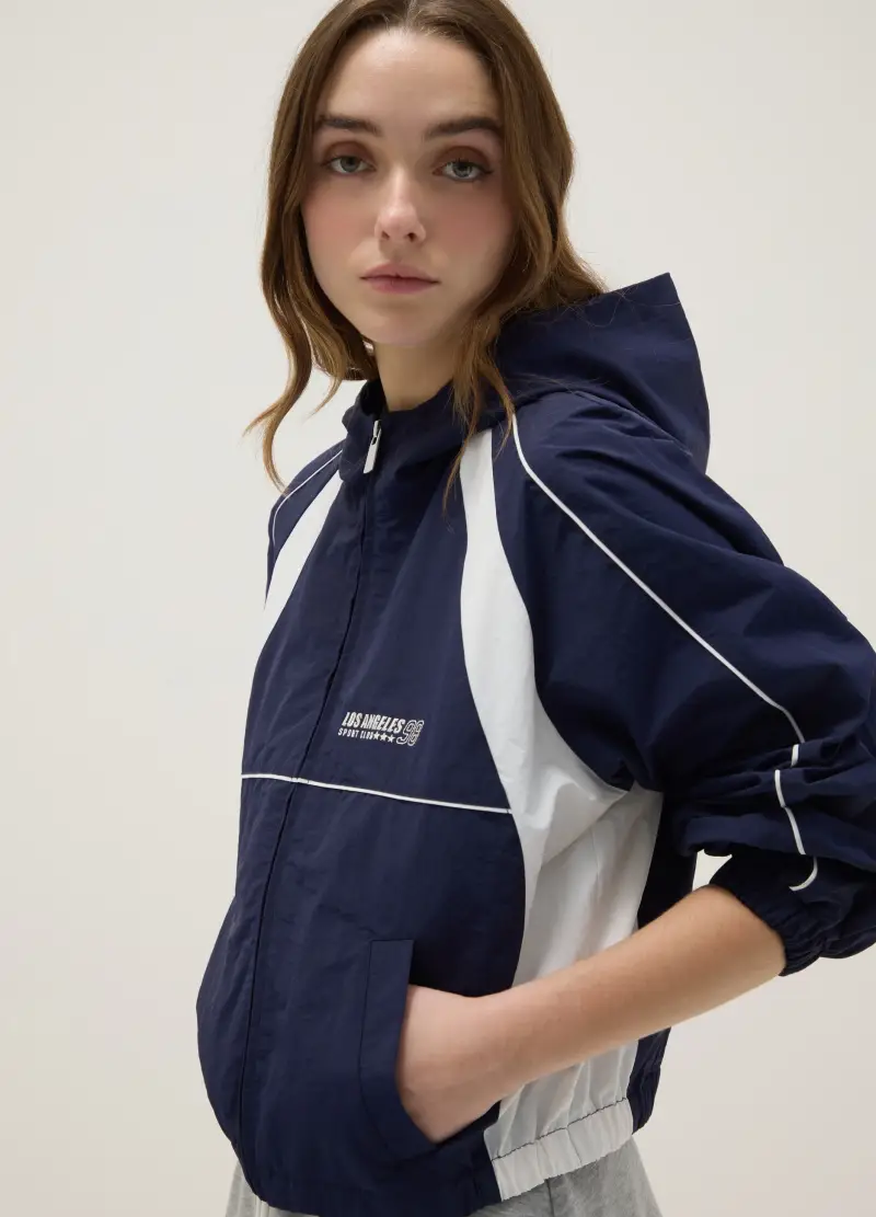 Giacca Leggera Multicolor Regular Fit Con Zip E Cappuccio, Donna, Multicolor miniatura 2