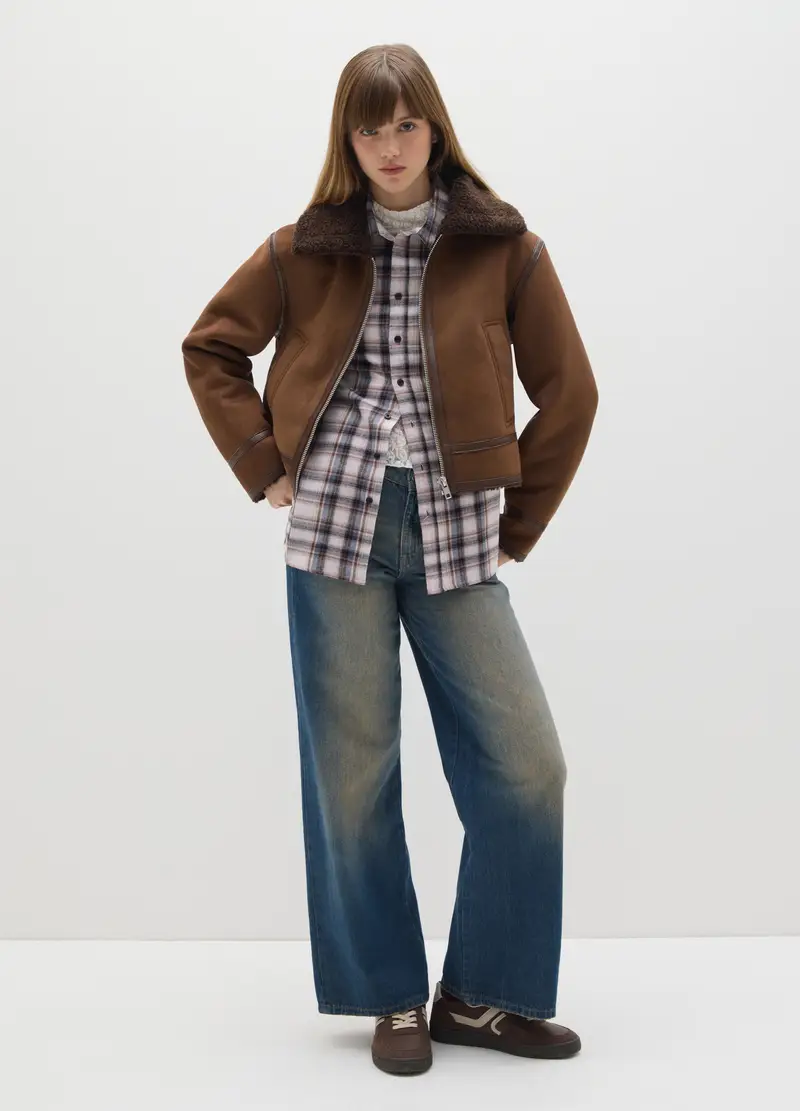 Giacca Marrone Con Zip In Tessuto Elasticizzato, Donna, Marrone miniatura 3