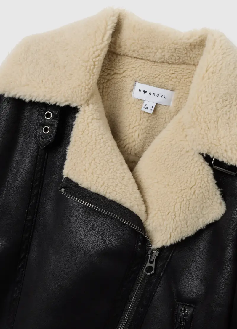 Giaccone Biker Imbottito Nero Regular Fit Con Zip, Donna, Multicolor miniatura 2