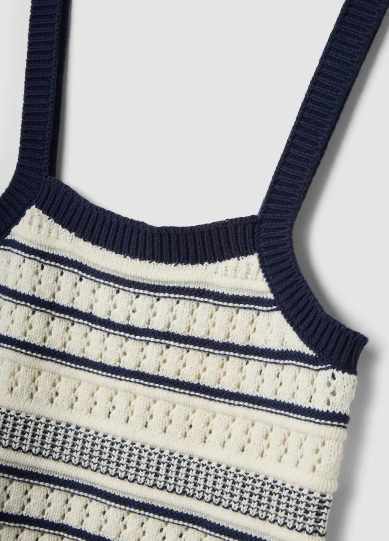 Gilet Fitted In Puro Cotone A Righe Multicolor Con Bretelle Sottili, Donna, Multicolor miniatura 2