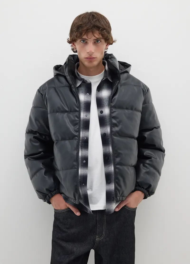 Giubbotto Nero Vestibilità Over Con Zip, Uomo, Nero miniatura 2