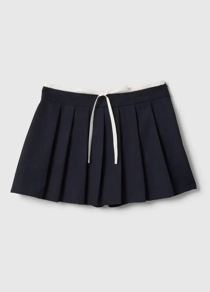 Gonna In Misto Viscosa Blu Regular Fit Con Vita Strutturata, Donna, Blu