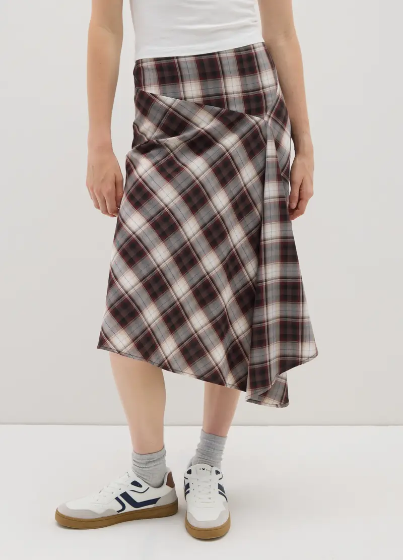 Gonna Longuette A Quadri Multicolor, Donna, Multicolor miniatura 2