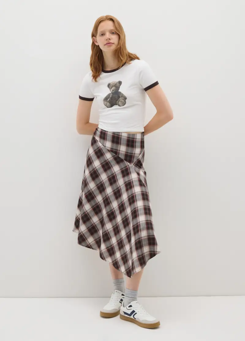 Gonna Longuette A Quadri Multicolor, Donna, Multicolor