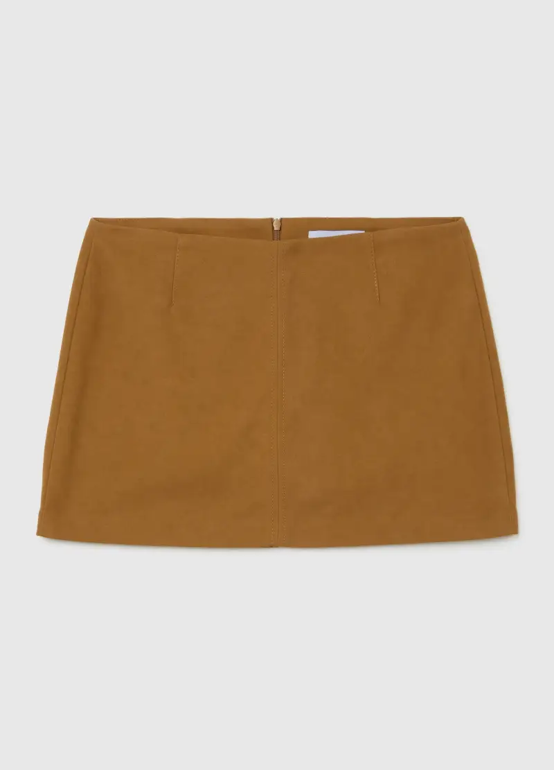 Gonna Marrone Mini In Finta Pelle, Donna, Marrone