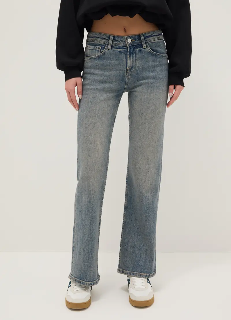 Jeans Blu In Cotone Elasticizzato Vestibilità Bootcut, Donna, Denim miniatura 2