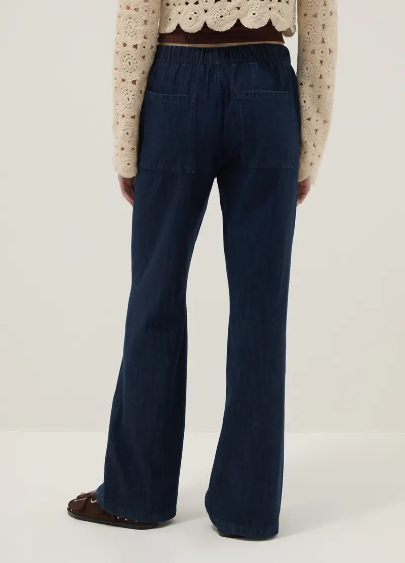 Jeans Jogger In Puro Cotone Denim Blu Relaxed Fit, Donna, Blu miniatura 3