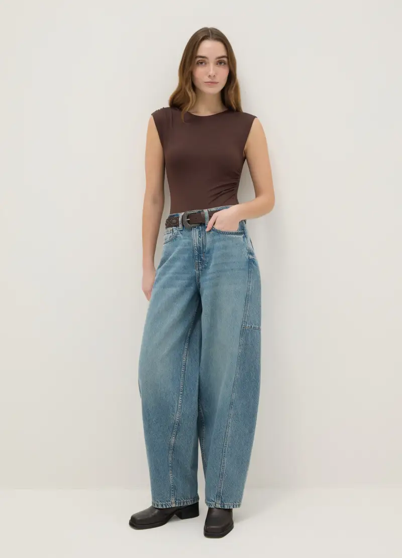 Jeans Skater In Puro Cotone Blu Regular Fit, Donna, Denim