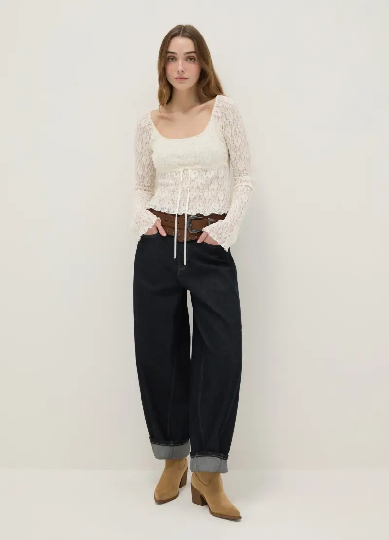 Jeans Skater In Puro Cotone Nero Regular Fit, Donna, Nero