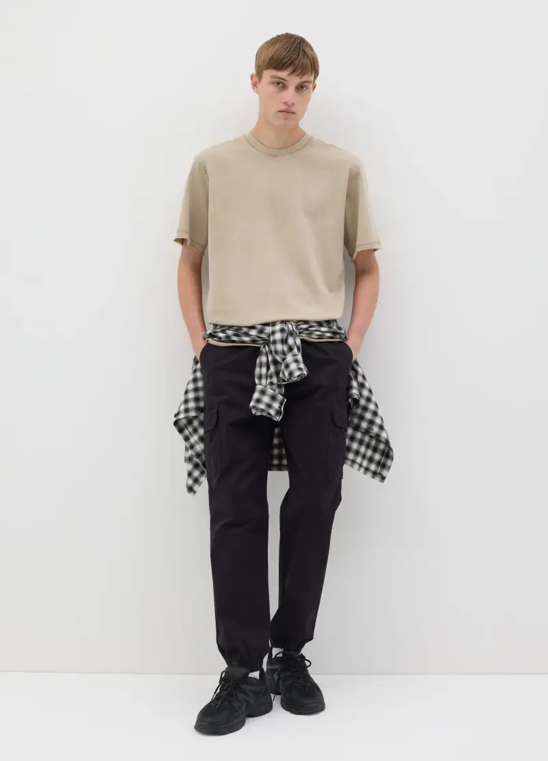 Joggers Cargo Neri Con Coulisse, Uomo, Nero