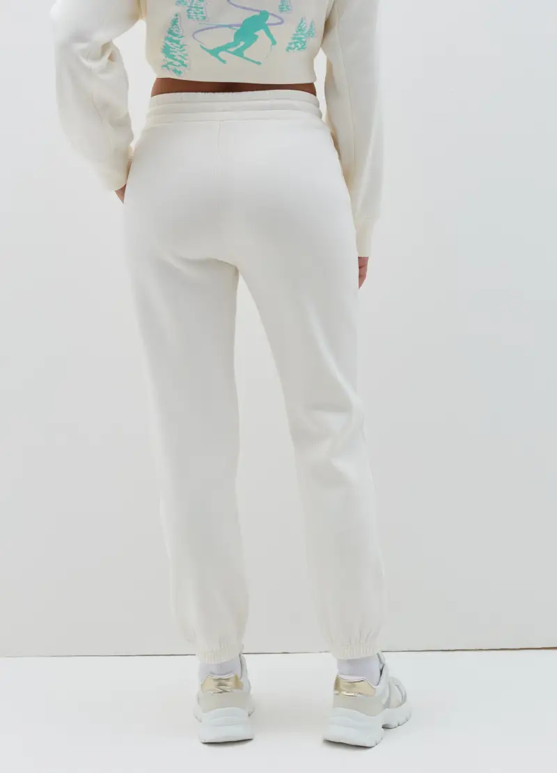 Joggers In Felpa Con Coulisse, Donna, Bianco miniatura 3