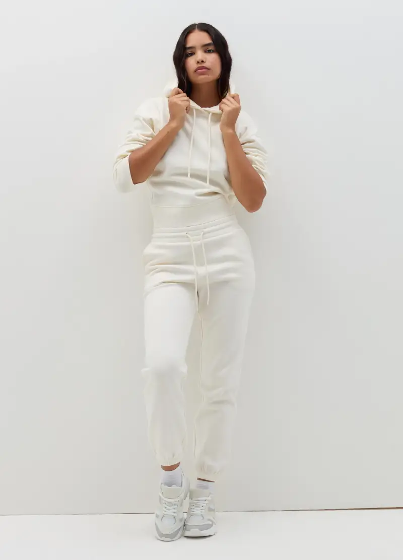 Joggers In Felpa Con Coulisse, Donna, Bianco