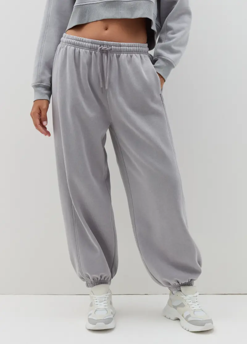 Joggers In Felpa Con Coulisse, Donna, Grigio miniatura 2