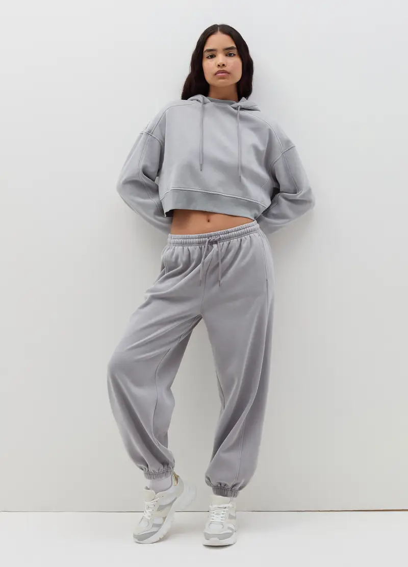 Joggers In Felpa Con Coulisse, Donna, Grigio