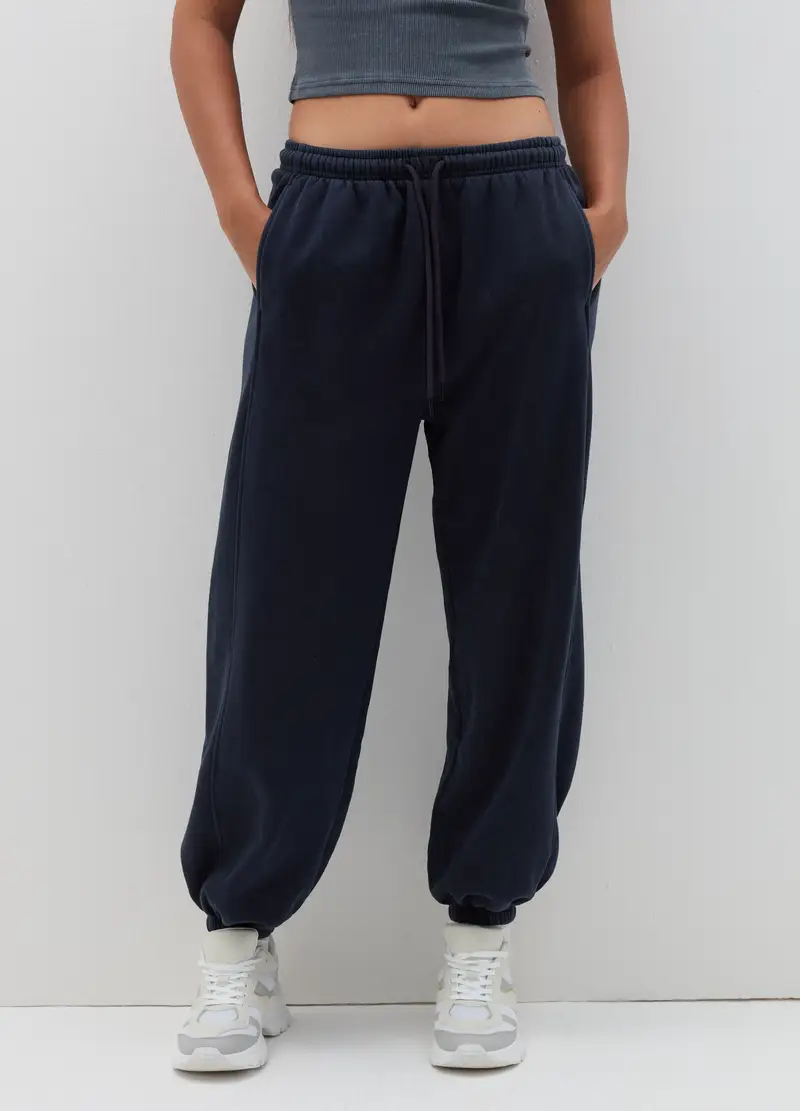 Joggers In Felpa Con Coulisse, Donna, Nero miniatura 2