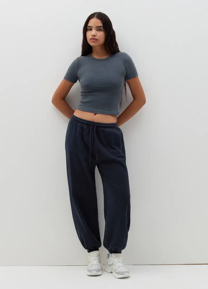 Joggers In Felpa Con Coulisse, Donna, Nero