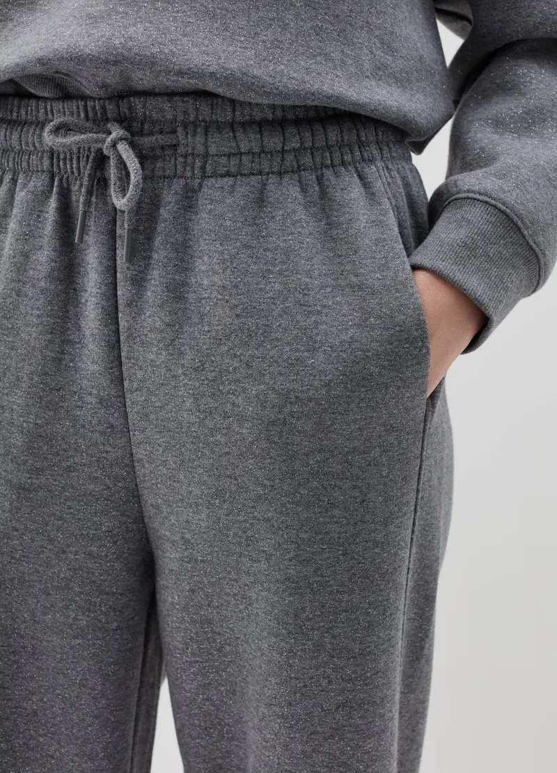 Joggers In Lurex Con Coulisse, Donna, Grigio miniatura 3