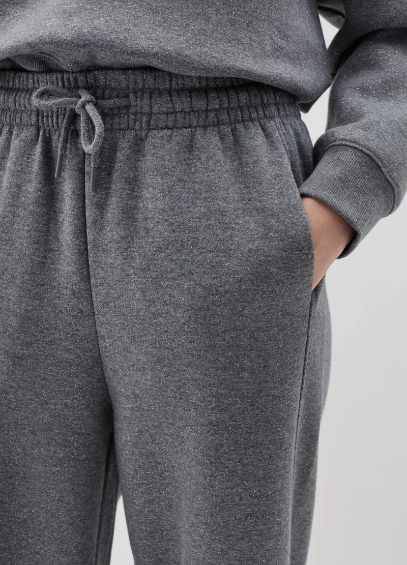 Joggers In Lurex Con Coulisse, Donna, Grigio miniatura 3