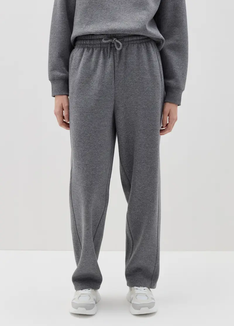 Joggers In Lurex Con Coulisse, Donna, Grigio miniatura 2