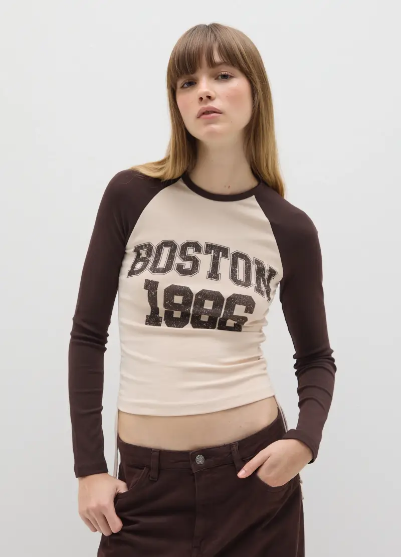 Maglia In Cotone Elasticizzato Multicolor Con Stampa, Donna, Multicolor miniatura 3