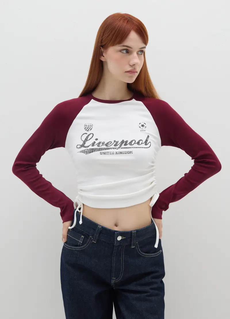 Maglia In Cotone Elasticizzato Multicolor Con Stampa, Donna, Multicolor miniatura 3