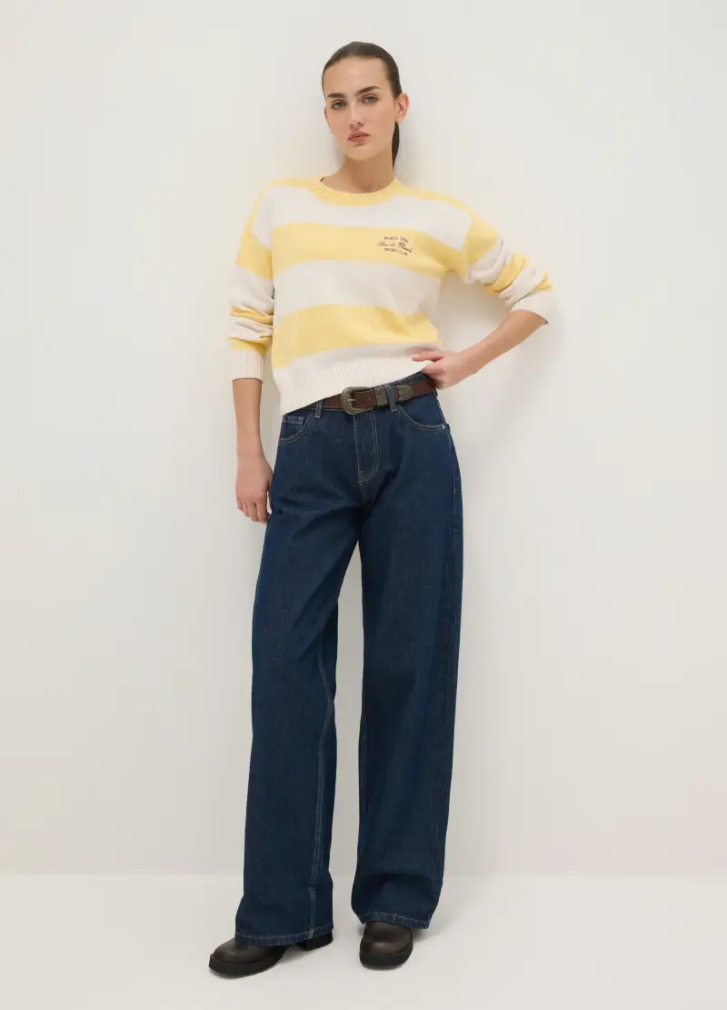 Maglia In Misto Cotone A Righe Multicolor Regular Fit, Donna, Multicolor