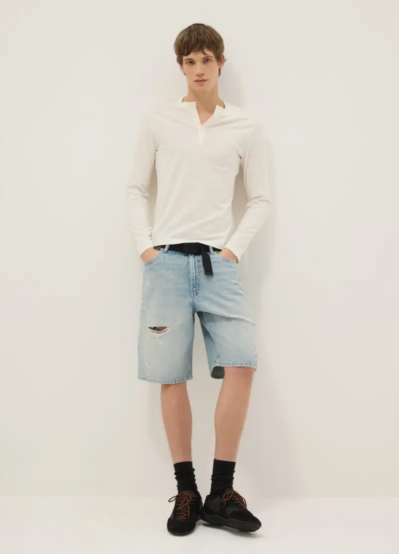 Maglia In Puro Cotone Beige Regular Fit Con Bottoni, Uomo, Beige miniatura 2