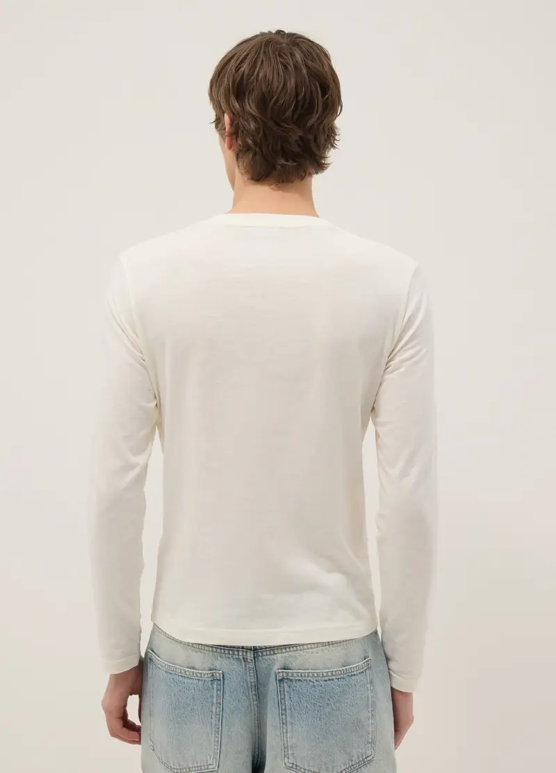 Maglia In Puro Cotone Beige Regular Fit Con Bottoni, Uomo, Beige miniatura 3