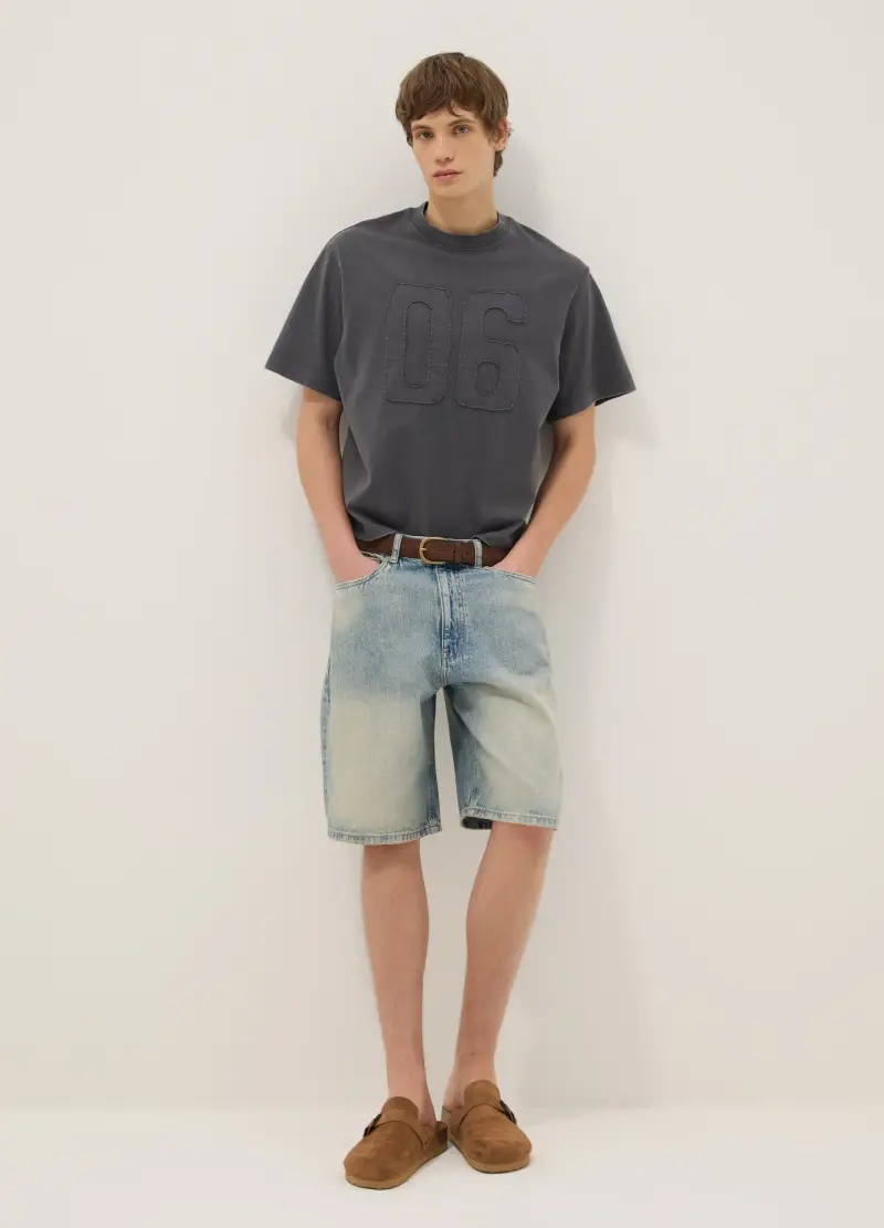 Maglia In Puro Cotone Grigia Regular Fit, Uomo, Grigio miniatura 2