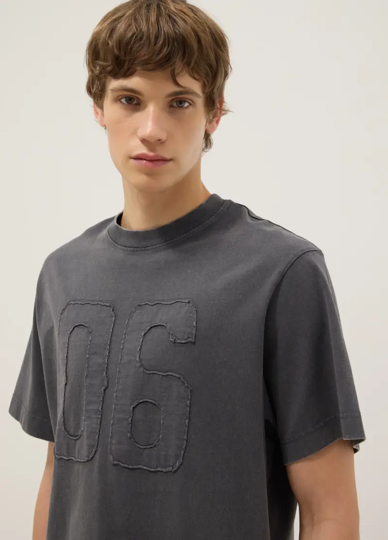 Maglia In Puro Cotone Grigia Regular Fit, Uomo, Grigio miniatura 3