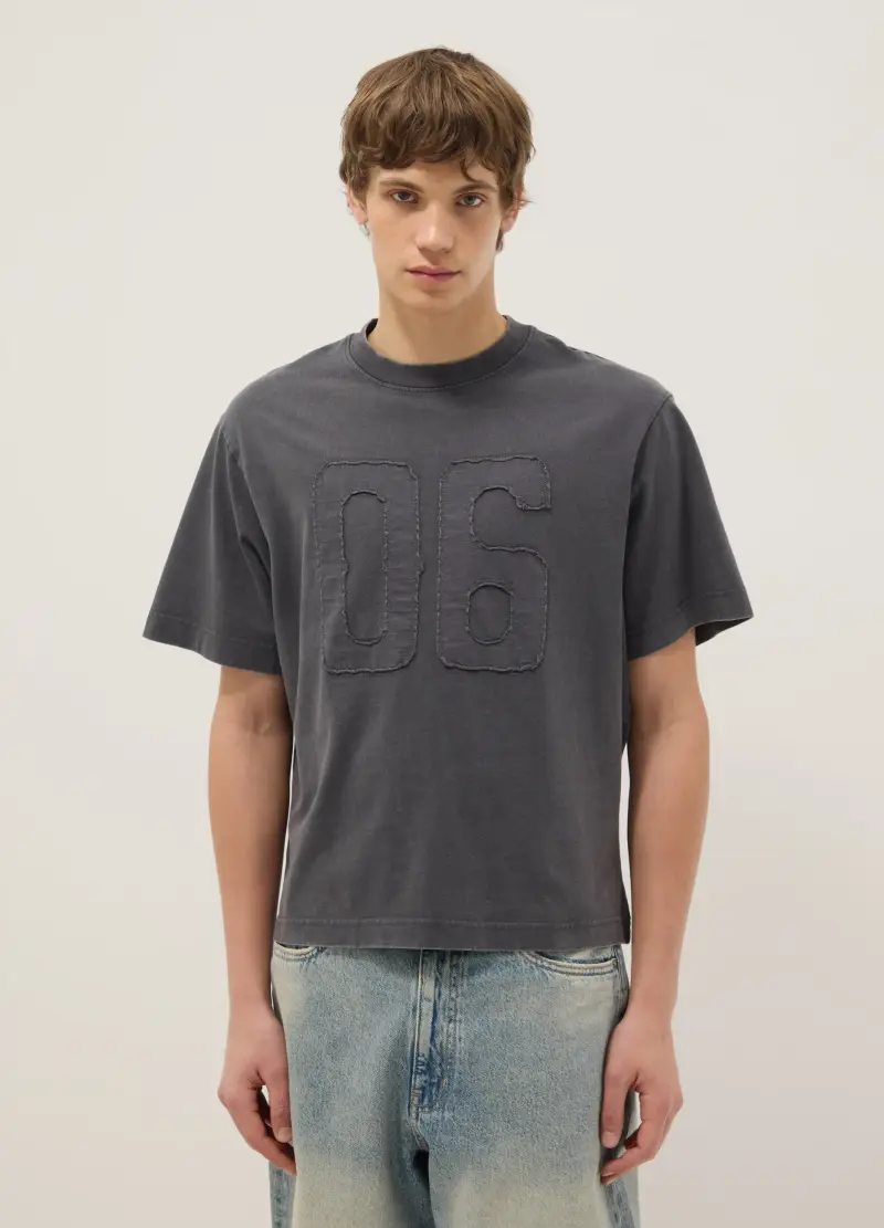 Maglia In Puro Cotone Grigia Regular Fit, Uomo, Grigio