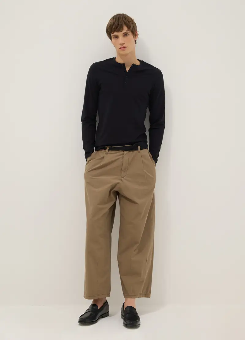 Maglia In Puro Cotone Nera Regular Fit Con Bottoni, Uomo, Nero miniatura 2