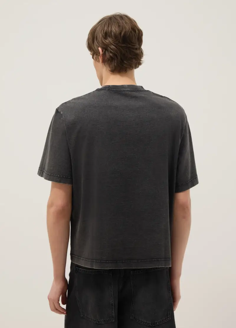 Maglia In Puro Cotone Nera Regular Fit, Uomo, Nero miniatura 3