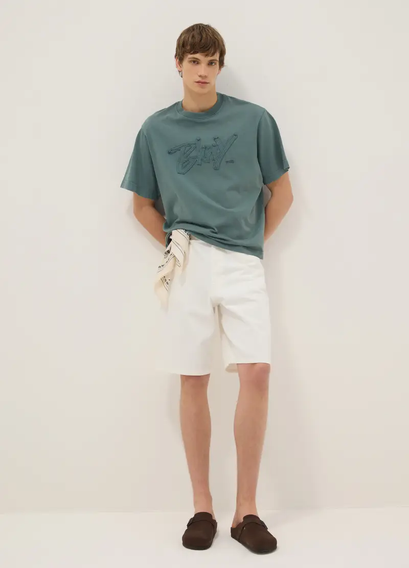 Maglia In Puro Cotone Verde Regular Fit, Uomo, Verde miniatura 2