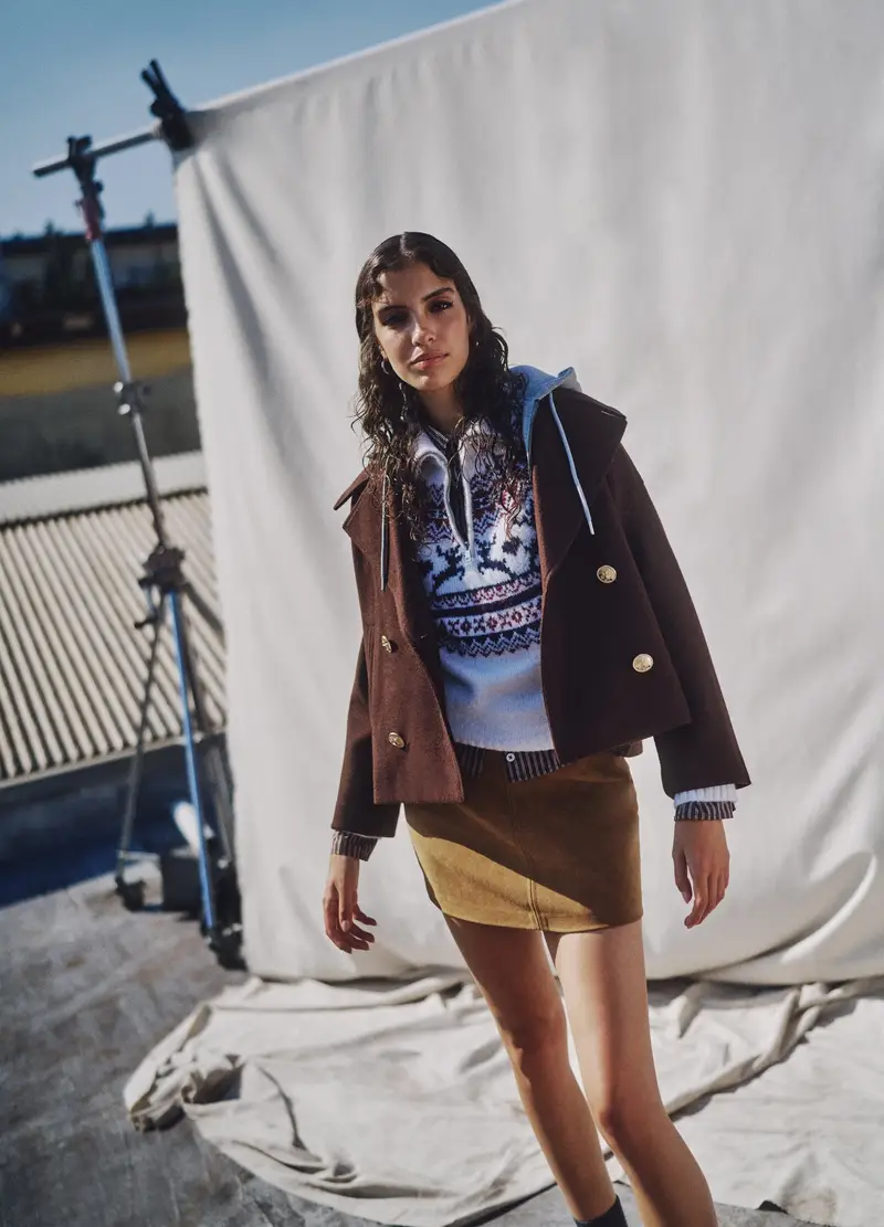 Maglione Bianco Con Pattern Jacquard Multicolor E Zip, Donna, Multicolor