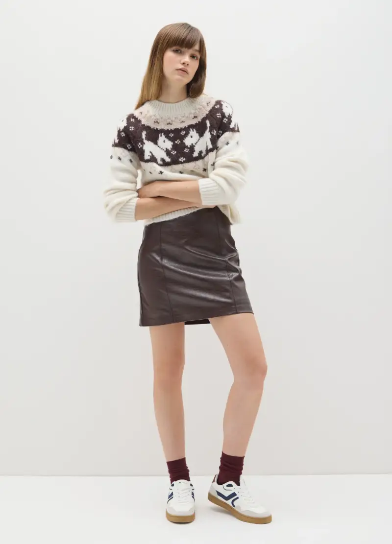 Maglione Bianco Regular Fit Con Motivi Jacquard, Donna, Multicolor miniatura 2