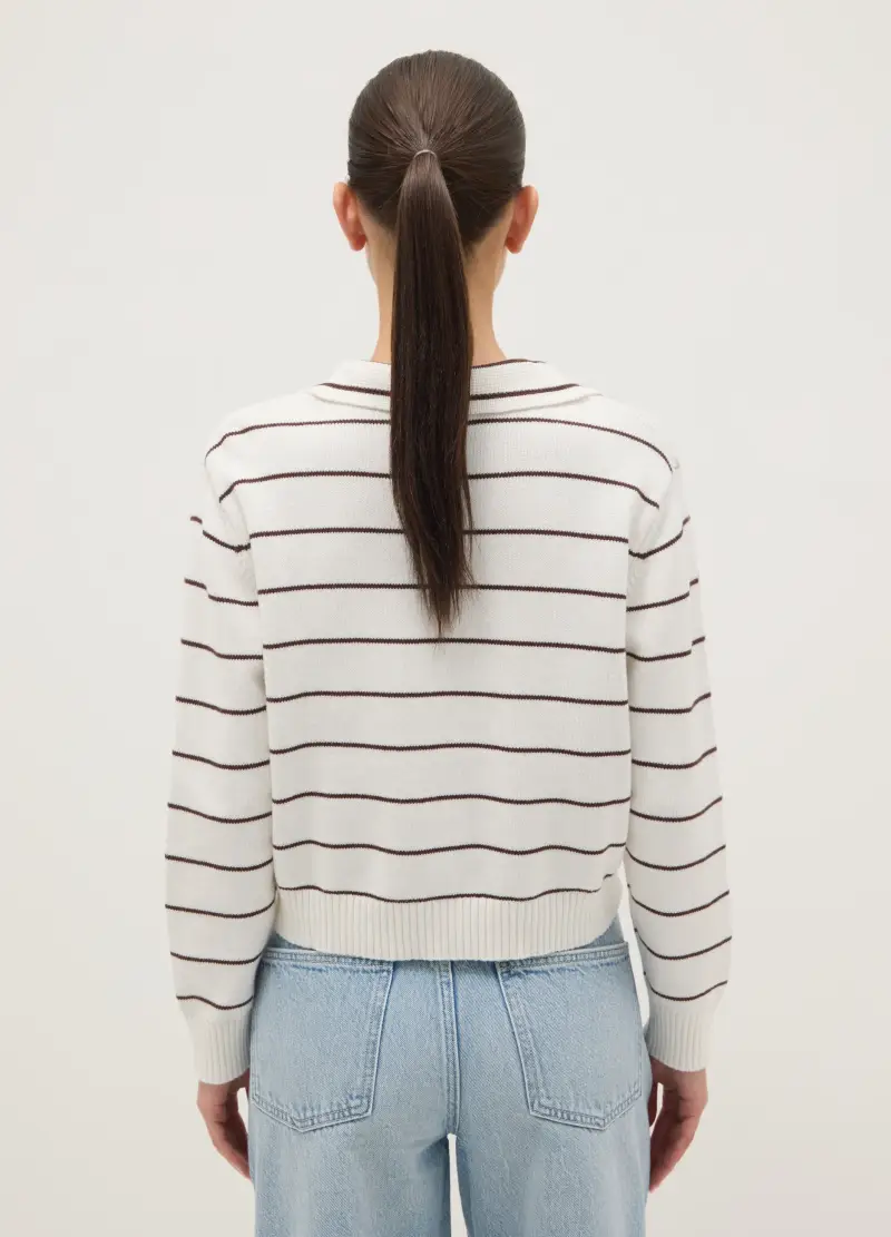 Maglione In Puro Cotone A Righe Multicolor Regular Fit, Donna, Multicolor miniatura 3