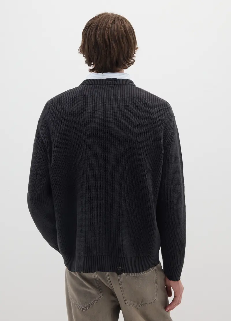 Maglione In Puro Cotone Nero E Vestibilità Over, Uomo, Nero miniatura 3