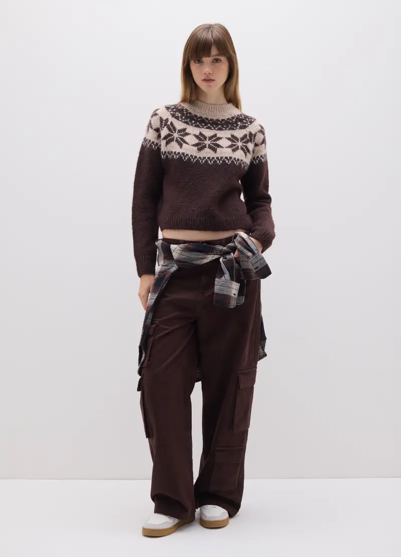 Maglione Marrone Con Ricami, Donna, Multicolor miniatura 2