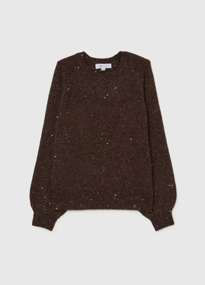 Maglione Marrone Vestibilità Over Con Scollo Rotondo, Donna, Marrone