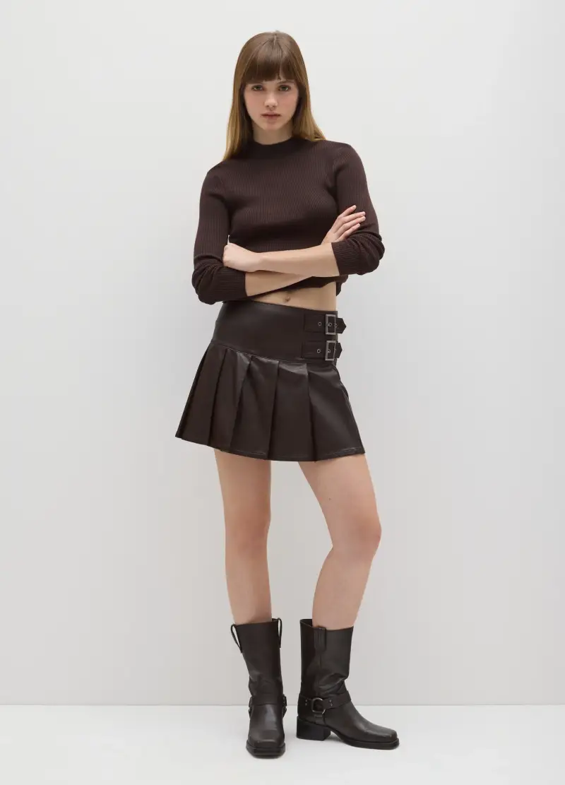 Maglione Mock Neck Marrone Vestibilità Fitted, Donna, Marrone