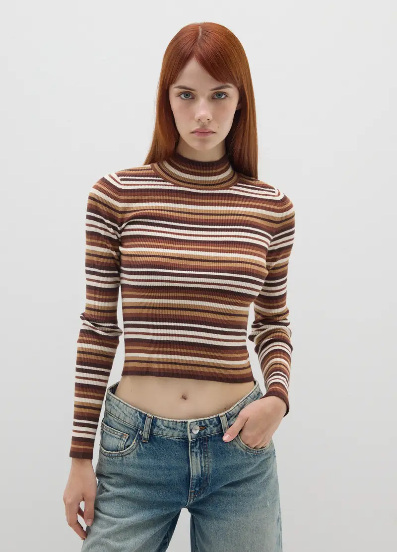 Maglione Multicolor A Righe Vestibilità Fitted, Donna, Multicolor miniatura 2