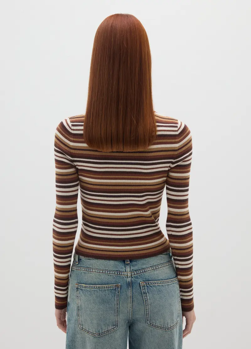 Maglione Multicolor A Righe Vestibilità Fitted, Donna, Multicolor miniatura 3