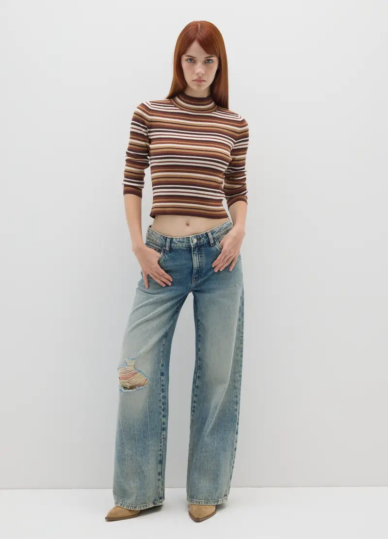 Maglione Multicolor A Righe Vestibilità Fitted, Donna, Multicolor