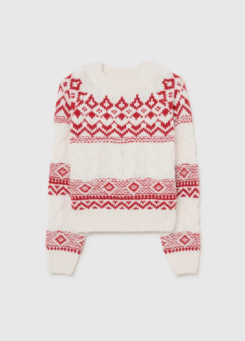 Maglione Multicolor Regular Fit Con Girocollo, Donna, Multicolor