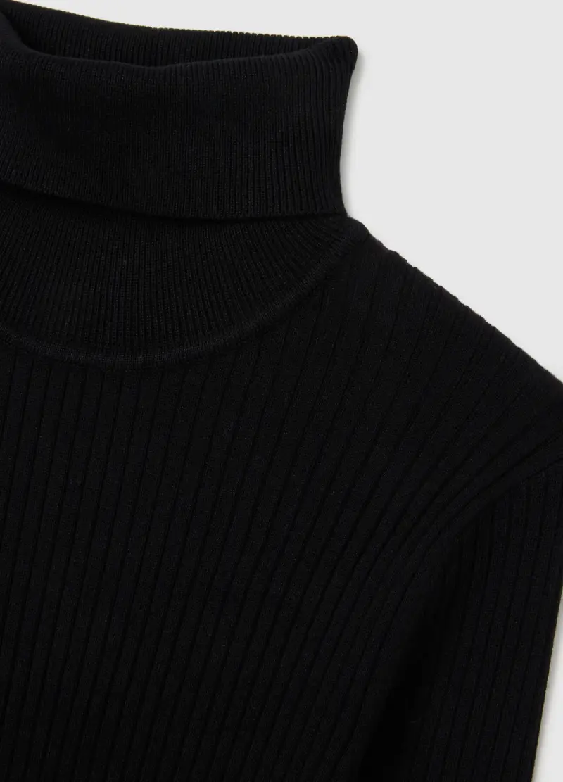 Maglione Nero A Collo Alto, Donna, Nero miniatura 2