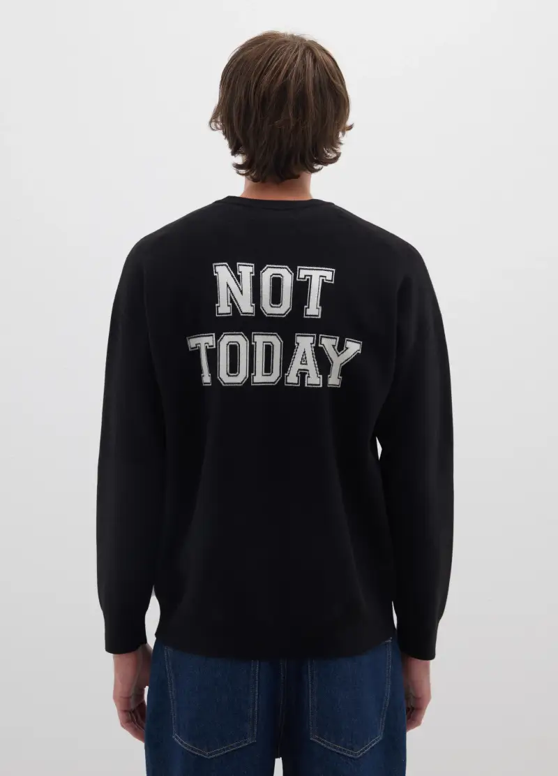 Maglione Nero Regular Fit, Uomo, Nero miniatura 3